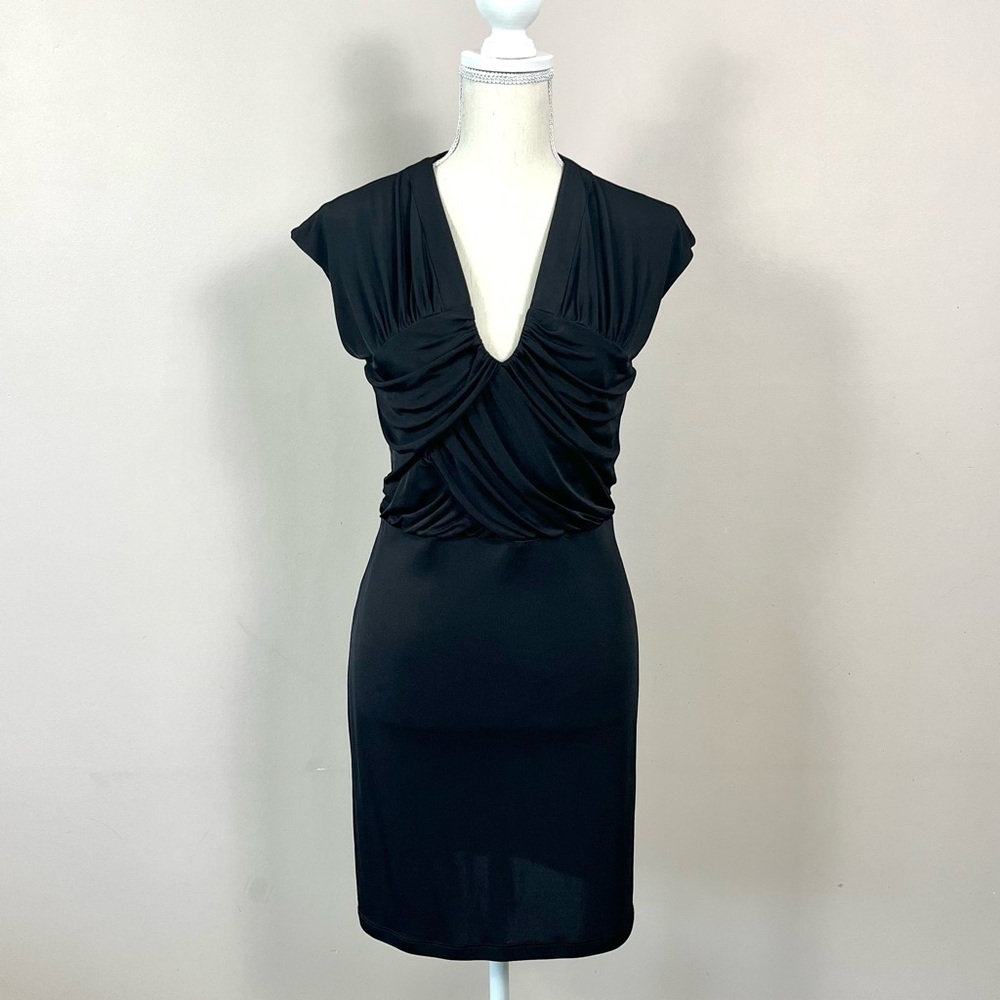 SALONI Black Opal Draped Front Mini Dress Size 10